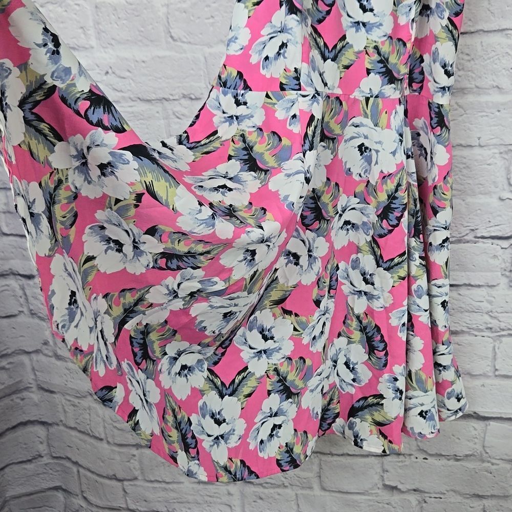 Hollister Skater Dress Pink Floral Sundress Sleeveless Halter Chiffon Fit Flare - Picture 10 of 13